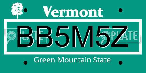 BB5M5Z Vermont License Plate