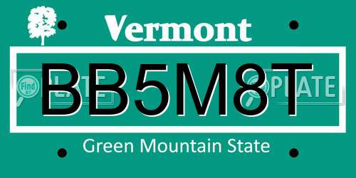 BB5M8T Vermont License Plate