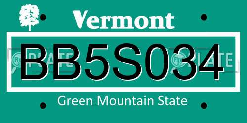 BB5S034 Vermont License Plate