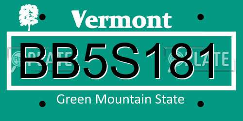 BB5S181 Vermont License Plate