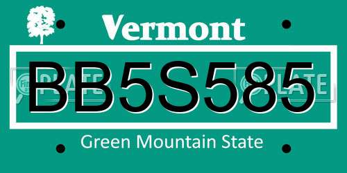 BB5S585 Vermont License Plate