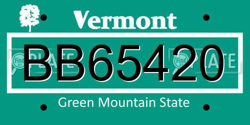 BB65420 Vermont License Plate