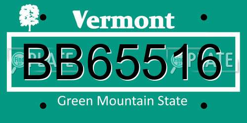 BB65516 Vermont License Plate