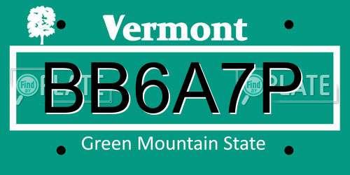 BB6A7P Vermont License Plate