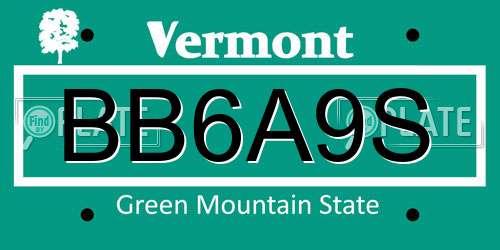 BB6A9S Vermont License Plate
