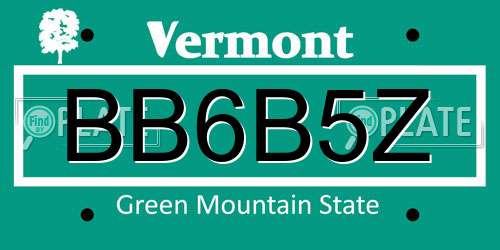 BB6B5Z Vermont License Plate