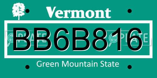 BB6B816 Vermont License Plate
