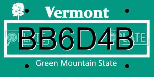 BB6D4B Vermont License Plate
