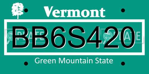 BB6S420 Vermont License Plate