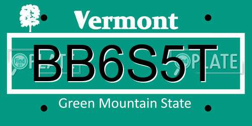 BB6S5T Vermont License Plate