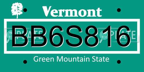 BB6S816 Vermont License Plate