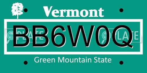 BB6W0Q Vermont License Plate