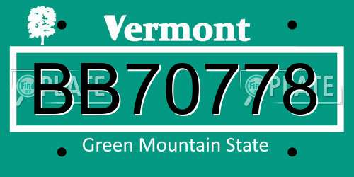 BB70778 Vermont License Plate