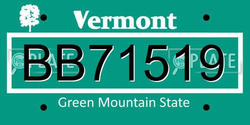 BB71519 Vermont License Plate