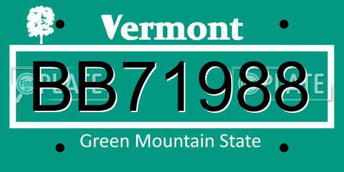 BB71988 Vermont License Plate
