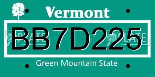 BB7D225 Vermont License Plate