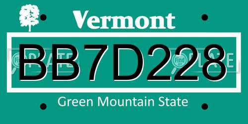 BB7D228 Vermont License Plate
