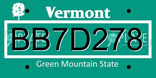 BB7D278 Vermont License Plate
