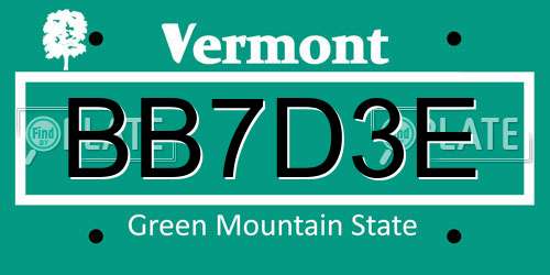 BB7D3E Vermont License Plate