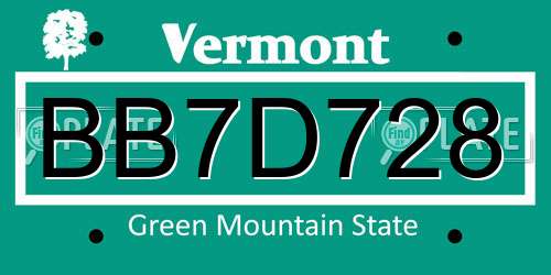 BB7D728 Vermont License Plate
