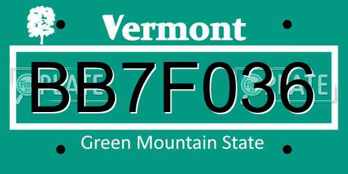 BB7F036 Vermont License Plate