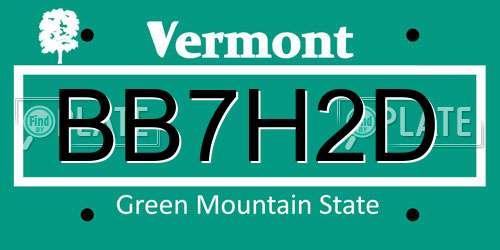 BB7H2D Vermont License Plate