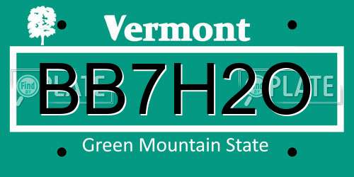 BB7H2O Vermont License Plate