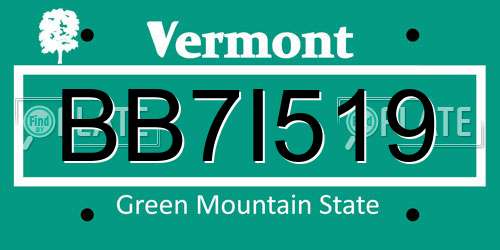 BB7I519 Vermont License Plate
