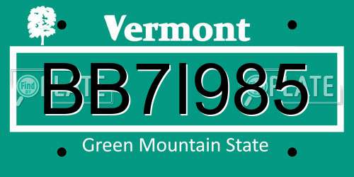 BB7I985 Vermont License Plate