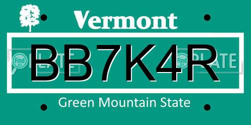 BB7K4R Vermont License Plate