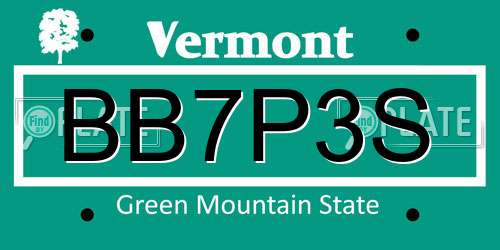 BB7P3S Vermont License Plate