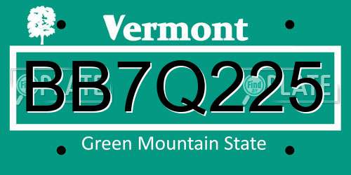 BB7Q225 Vermont License Plate
