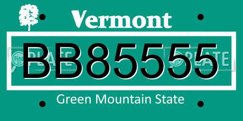 BB85555 Vermont License Plate
