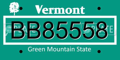 BB85558 Vermont License Plate