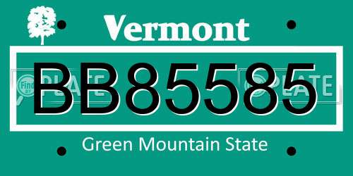 BB85585 Vermont License Plate