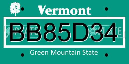 BB85D34 Vermont License Plate