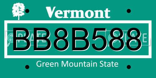 BB8B588 Vermont License Plate