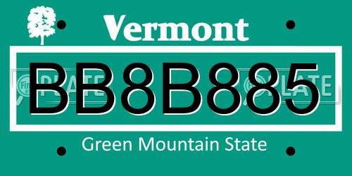 BB8B885 Vermont License Plate