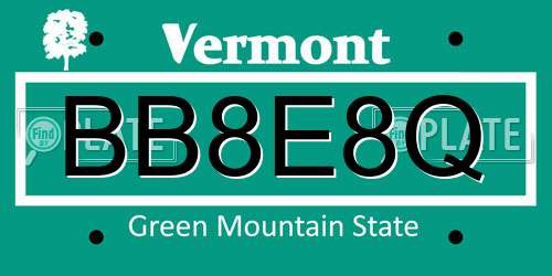 BB8E8Q Vermont License Plate