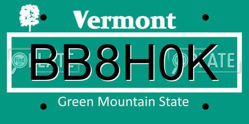 BB8H0K Vermont License Plate