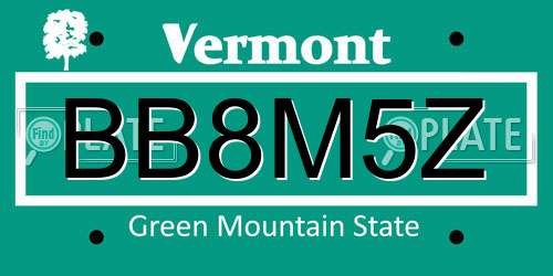 BB8M5Z Vermont License Plate