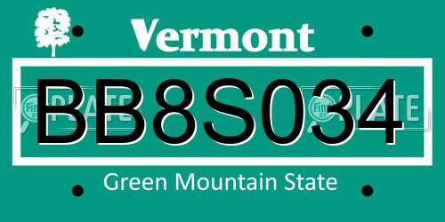 BB8S034 Vermont License Plate