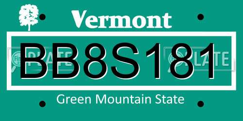 BB8S181 Vermont License Plate
