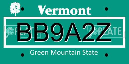 BB9A2Z Vermont License Plate