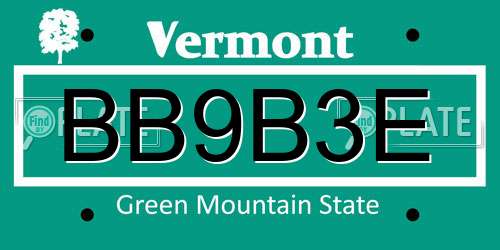 BB9B3E Vermont License Plate