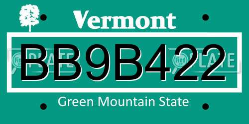 BB9B422 Vermont License Plate