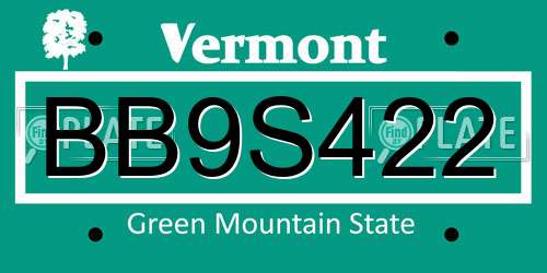 BB9S422 Vermont License Plate