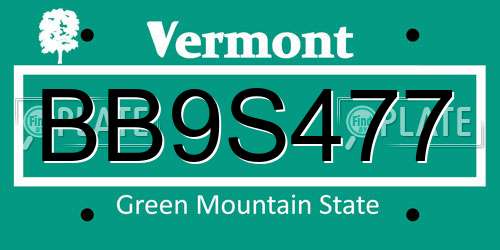 BB9S477 Vermont License Plate