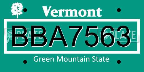 BBA7563 Vermont License Plate