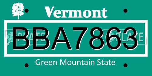 BBA7863 Vermont License Plate